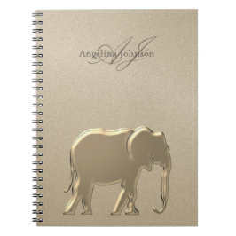 Caderno Espiral Elefante Dourado Luxo Monogramado