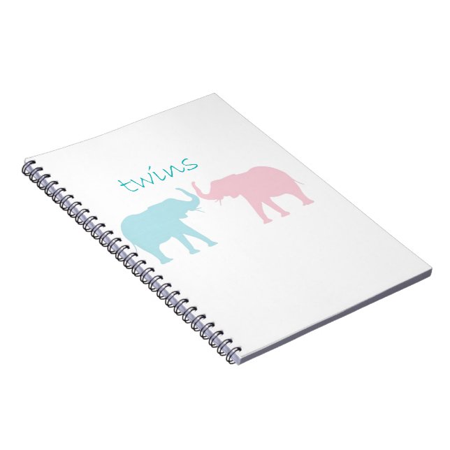 Caderno Espiral Elefante Gêmeo Rosa E Azul (Lado Direito)
