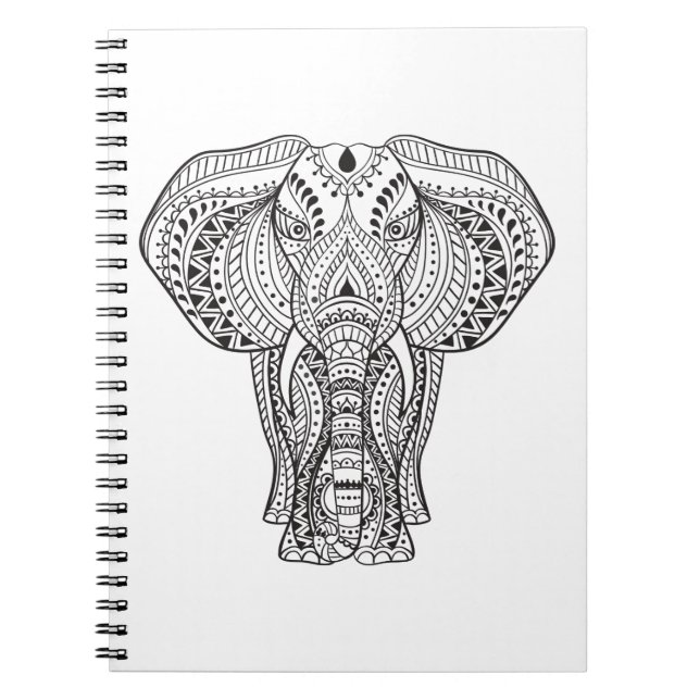 Caderno Espiral Elefante indiano étnico (Frente)