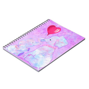Caderno Espiral Elefante Mãe e Bebê - Adicione Sua Imagem / Nome