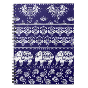Caderno Espiral Elefante, paisley: padrão de colheita tribal.