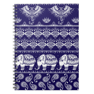 Caderno Espiral Elefante, paisley: padrão de colheita tribal.
