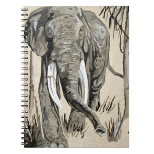 Caderno Espiral Elefante Passando Pela Arte De Savana