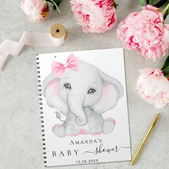 Caderno Espiral Elefante-rosa-chá de fraldas (Criador carregado)