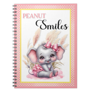 Caderno Espiral Elefante Rosa Doce - Sorrisos De Amendoim