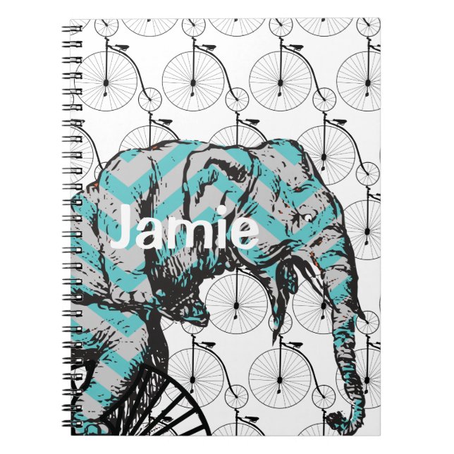 Caderno Espiral Elefantes Mais Bikes Iguais IIKES! (Frente)