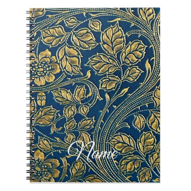 Caderno Espiral Elegância Azul Dourada (Frente)