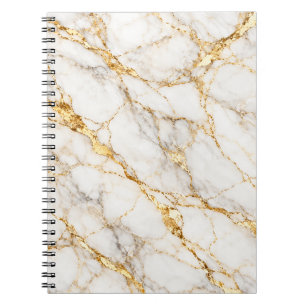 Caderno Espiral Elegância de Mármore de Ouro Branco