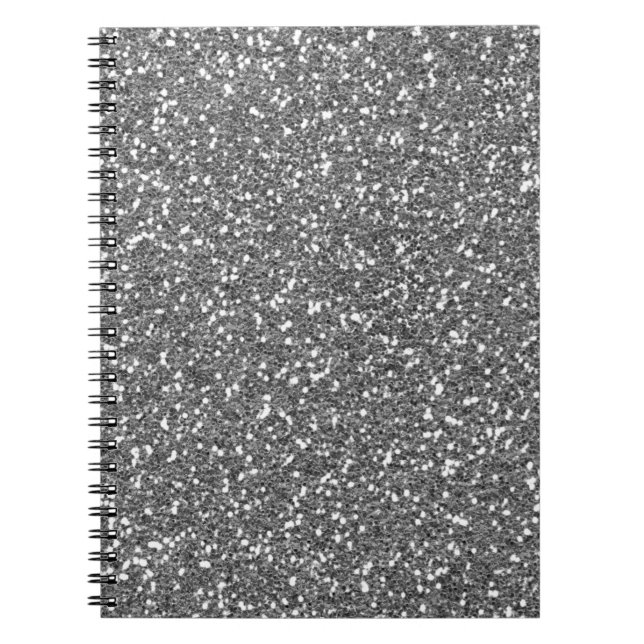 Caderno Espiral Elegância de prata de Bling (Frente)