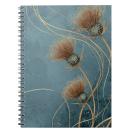 Caderno Espiral Elegância em Azul Turquesa com Cardo Dourado