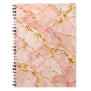 Caderno Espiral Elegância em Mármore Dourado Rosa
