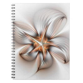 Caderno Espiral Elegância Floral Moderna Abstrato de Arte Fractal