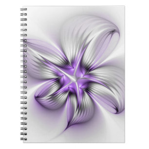 Caderno Espiral Elegância Floral Moderna Abstrato Violet Art
