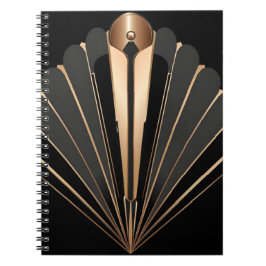 Caderno Espiral Elegância Geométrica em Art Deco Dourado