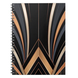 Caderno Espiral Elegância Geométrica Metálica Art Déco