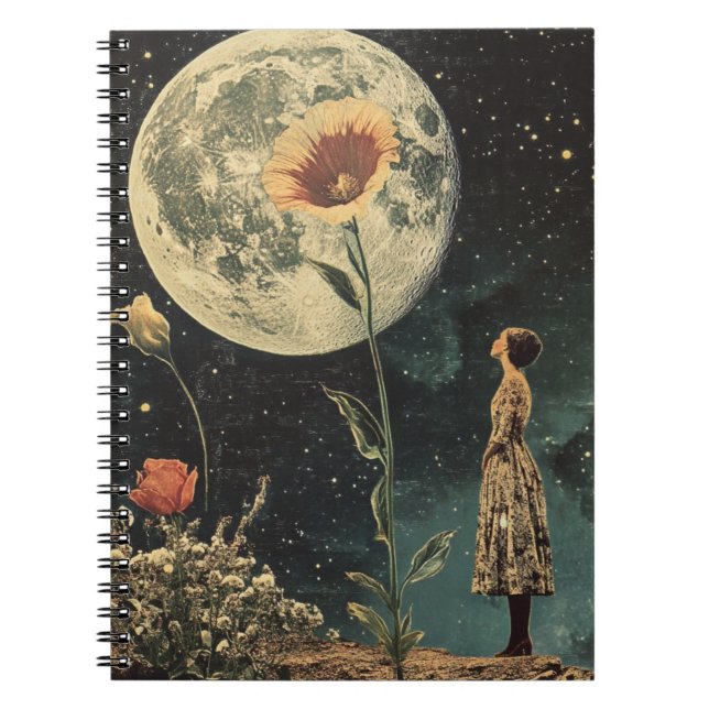 Caderno Espiral Elegância Lua - Mulher com Lua (Frente)