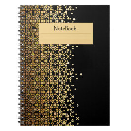 Caderno Espiral Elegância Oriental - Notebook com Padrões Ouros