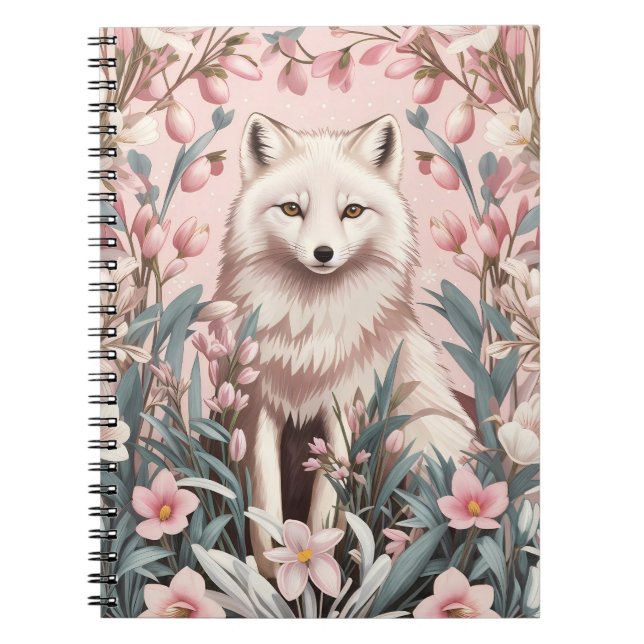 Caderno Espiral Elegant Arctic Fox Pink Floral (Frente)