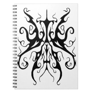 Caderno Espiral Elegant Black and White Tribal Mask Abstract