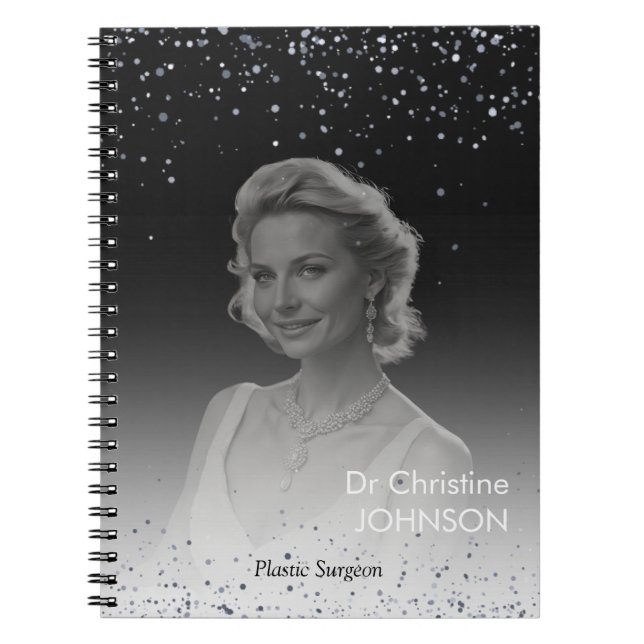 Caderno Espiral Elegant Black Glitter Editable  (Frente)