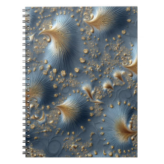 Caderno Espiral Elegant Blue & Gold Abstract Notebook