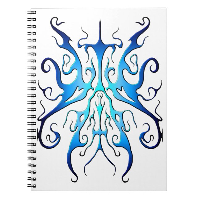 Caderno Espiral Elegant Blue Tribal Mask Abstract Design (Frente)