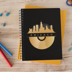 Caderno Espiral Elegant Chicago Illinois Skyline Vinyl