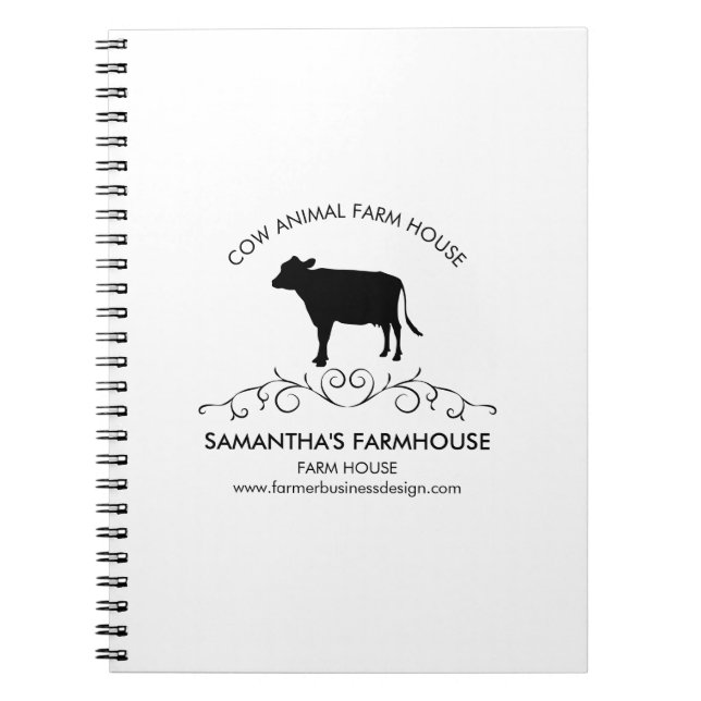 Caderno Espiral Elegant Farm Cow Silhouette (Frente)