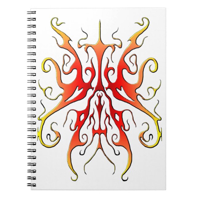 Caderno Espiral Elegant Flame Tribal Mask Abstract Design (Frente)