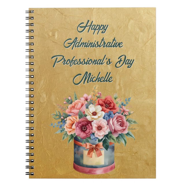 Caderno Espiral Elegant Gold Administrative Professionals Day (Frente)