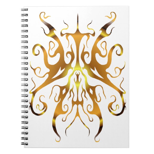 Caderno Espiral Elegant Gold Tribal Mask Abstract Design (Frente)