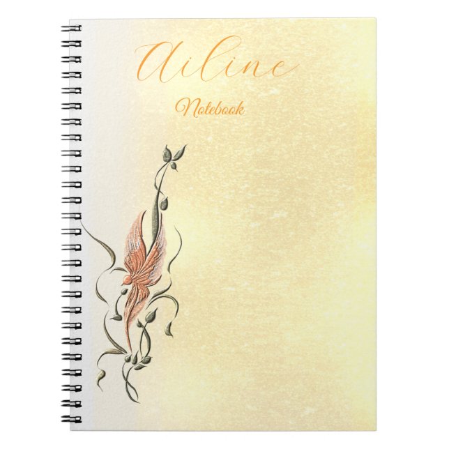 Caderno Espiral Elegant Golden Floral Vine Spiral Photo Notebook (Frente)