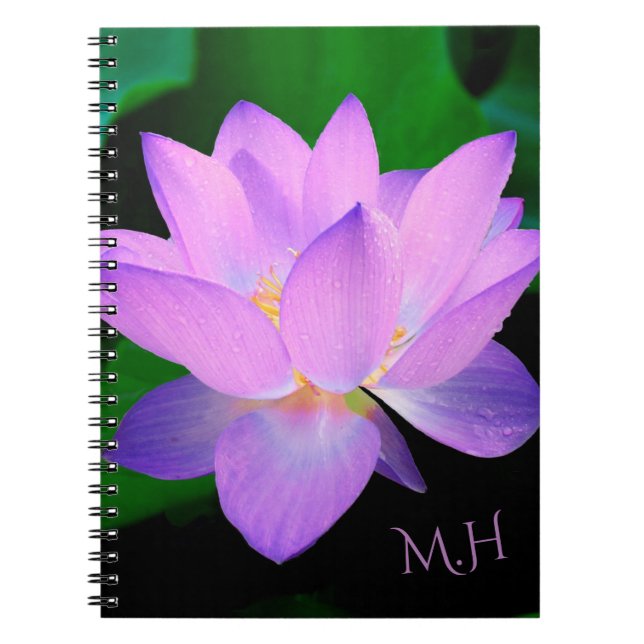 Caderno Espiral Elegant Lotus Flower Monogram (Frente)