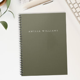 Caderno Espiral Elegant Minimalist Olive Green Monogram