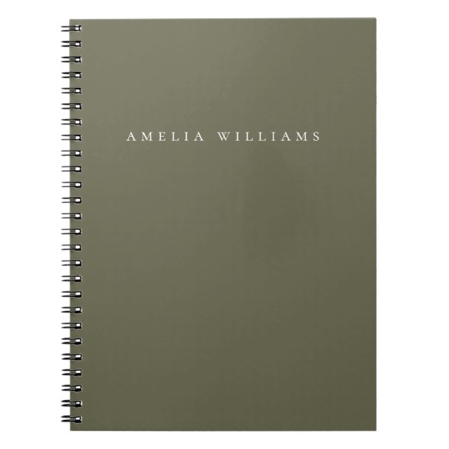 Caderno Espiral Elegant Minimalist Olive Green Monogram (Frente)