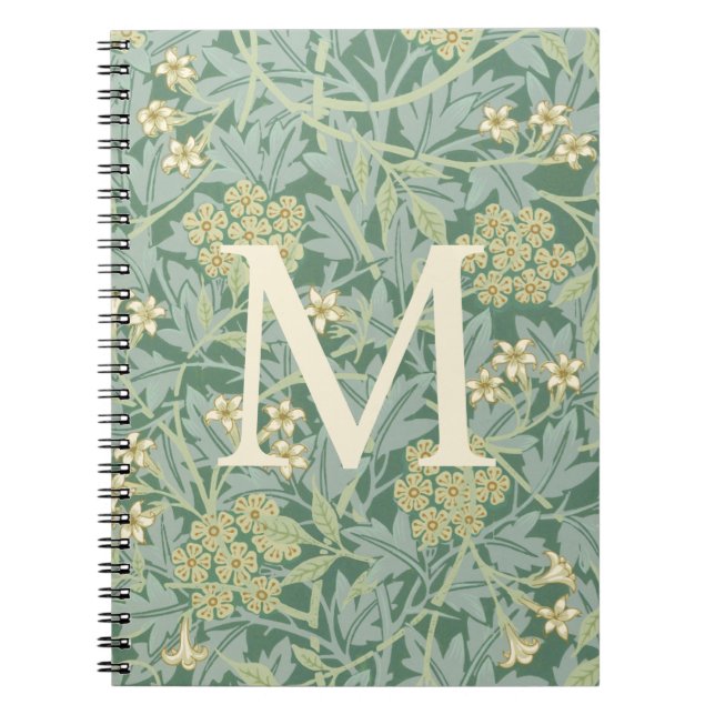 Caderno Espiral Elegant Monogram Green Jasmine Floral (Frente)