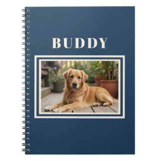 Caderno Espiral Elegant Navy Blue Dog Pet Photo 