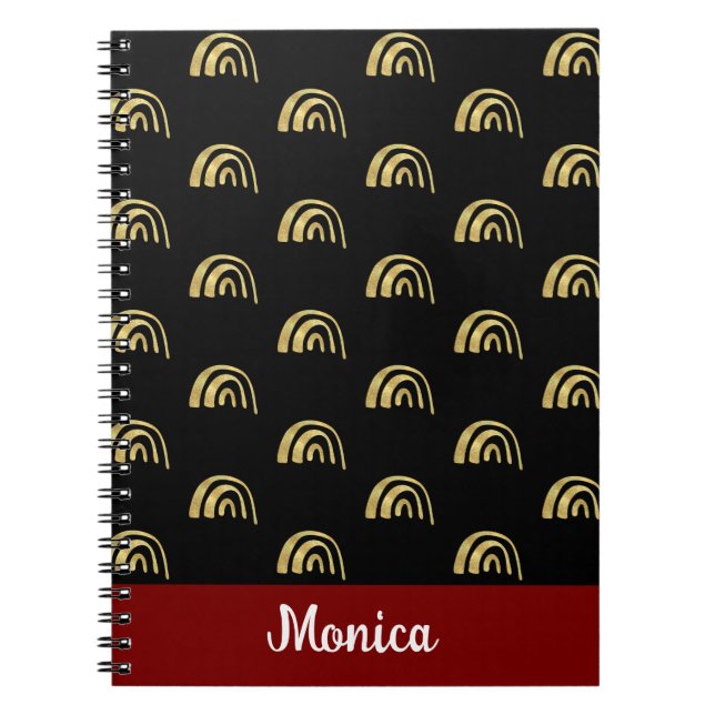 Caderno Espiral Elegant Personalized name  gold rainbow  pattern (Frente)