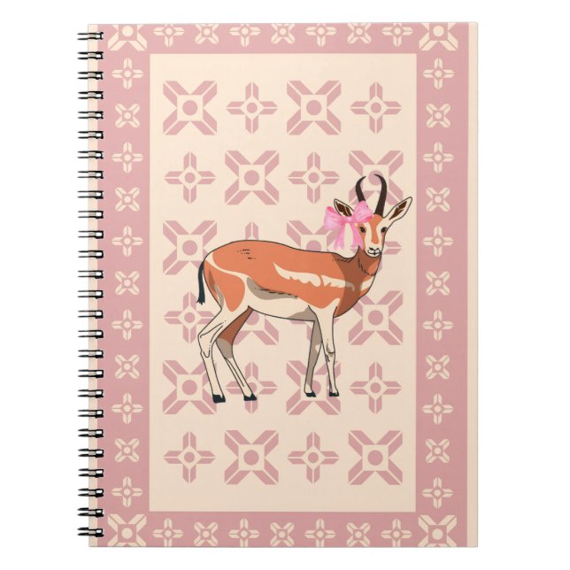 Caderno Espiral Elegant Pink Doe-patterned Christmas  (Frente)