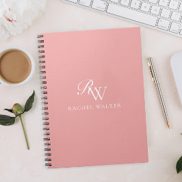 Caderno Espiral Elegant Pink Minimalist Monogram