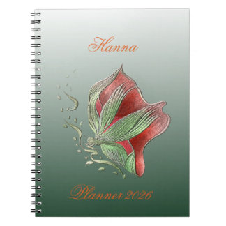 Caderno Espiral Elegant Red and Green Spiral Notebook