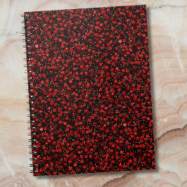 Caderno Espiral Elegant Red Confetti on Black Glitter Style