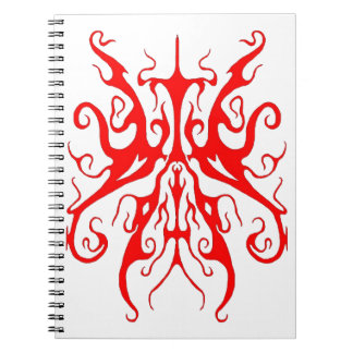 Caderno Espiral Elegant Red Tribal Mask Abstract Design