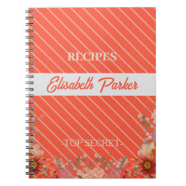Caderno Espiral Elegant rustic floral kitchen cookbook recipes