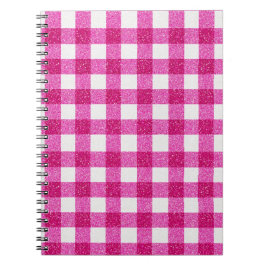 Caderno Espiral Elegant Valentine Pink Glitter Tartan on White