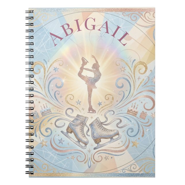 Caderno Espiral Elegant Winter Ice Skating Birthday  (Frente)