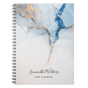 Caderno Espiral Elegante Ágata Azul Minimalista Contemporânea