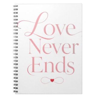Caderno Espiral Elegante Amor Nunca Acaba Tipografia em Dourado Ro