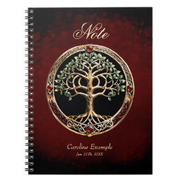 Caderno Espiral Elegante árvore nobre da vida com nó celta.