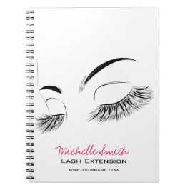 Caderno Espiral Elegante Bar Lash de Desenho Elegante, preto e bra